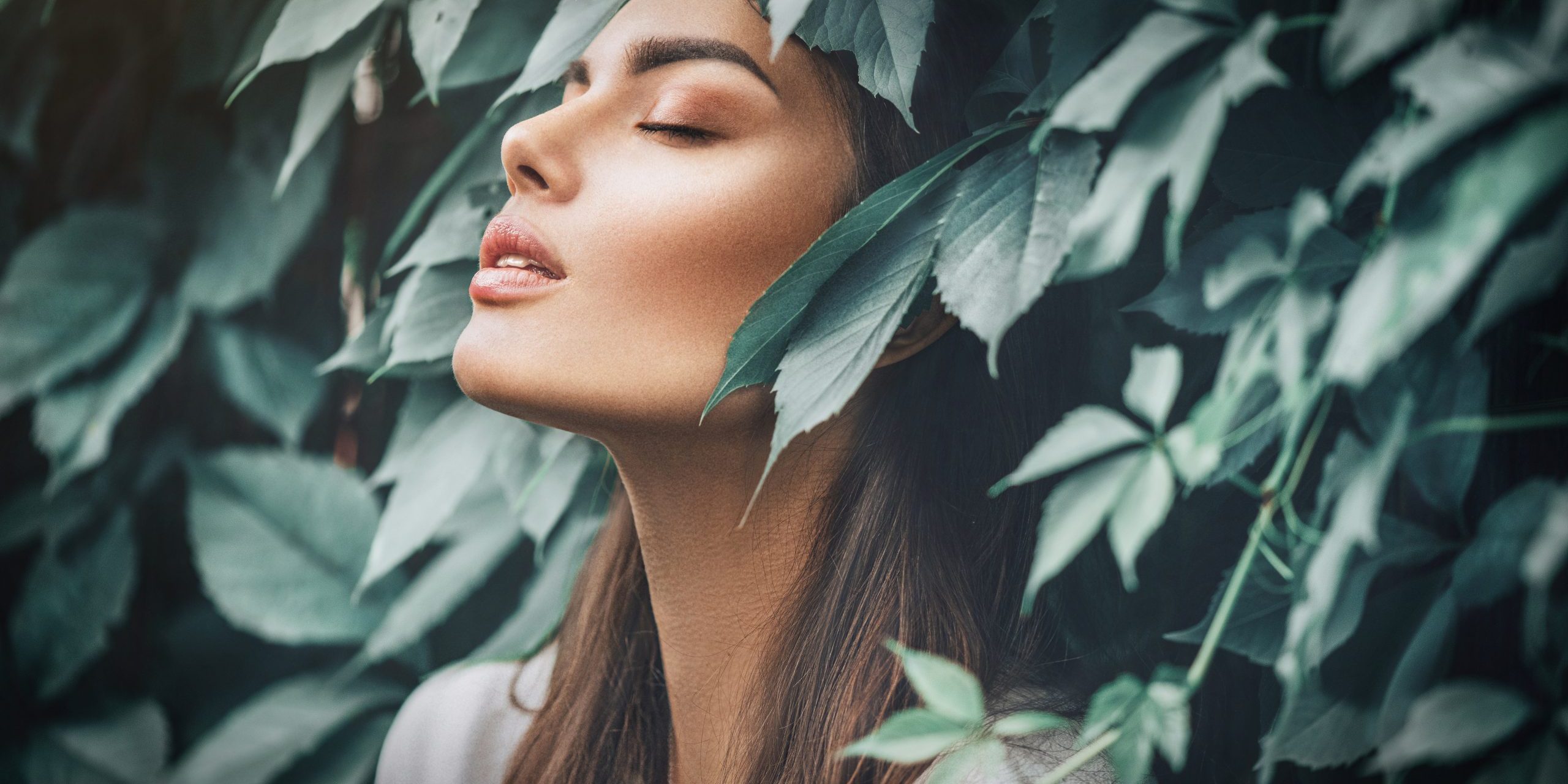 Beautiful fashion model girl enjoying nature, breathing fresh ai